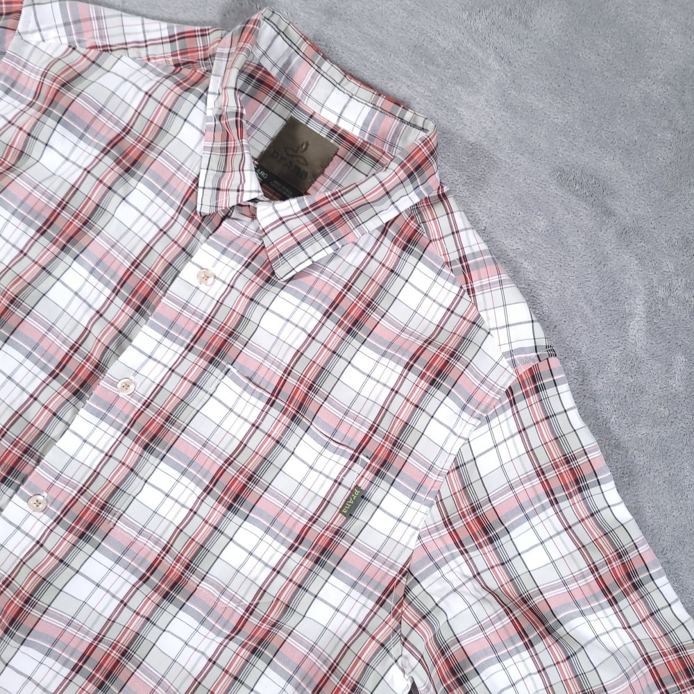 prAna Shirt Mens Large Button Up‎ Plaid Short Sleeve Plaid Outdoor Hiking Modal